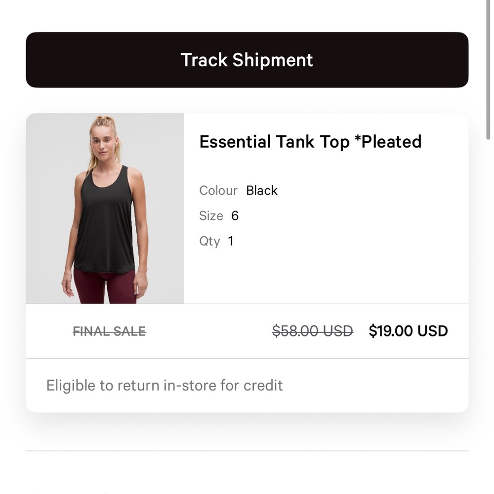 lululemon Black Essential Tank Top